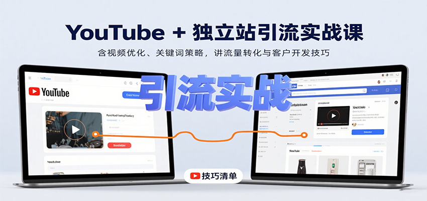 YouTube+独立站引流实战课：含视频优化、关键词策略，讲流量转化与客户开发技巧-冷静项目网