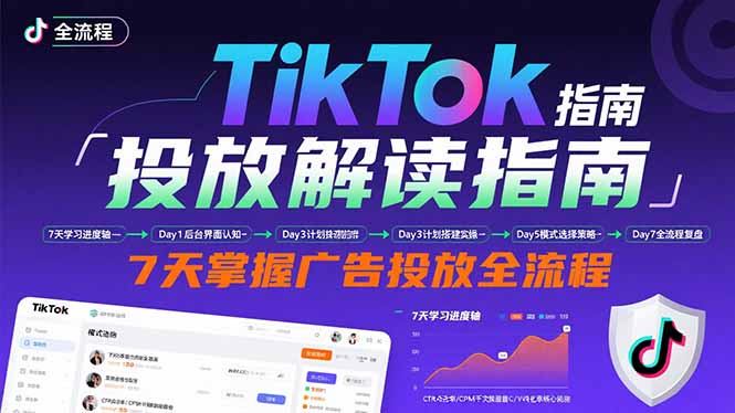 （15753期）TikTok投放解读指南：后台操作/计划建立/模式选择，7天掌握广告投放全流程-冷静项目网