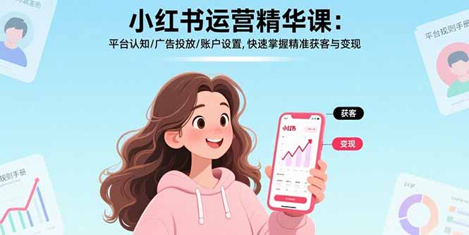 （15795期）小红书运营精华课：平台认知/广告投放/账户设置,快速掌握精准获客与变现-冷静项目网