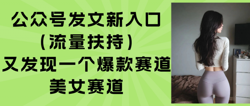 (15781期)公众号发文新入口(流量扶持),又发现一个爆款赛道:美女赛道-冷静项目网