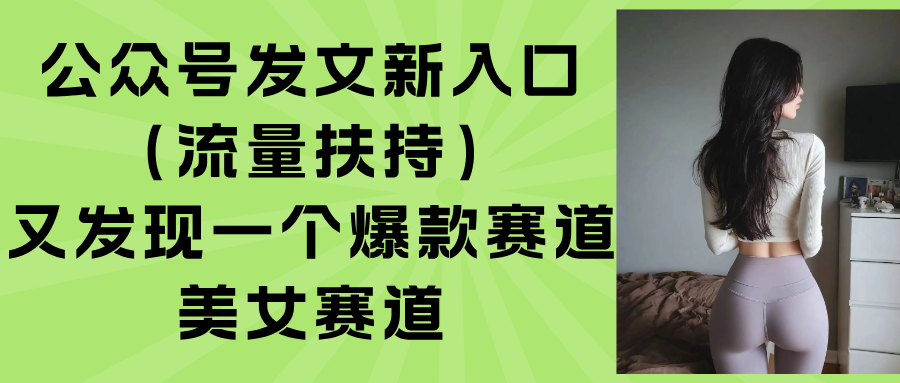 （15781期）公众号发文新入口（流量扶持），又发现一个爆款赛道：美女赛道-冷静项目网
