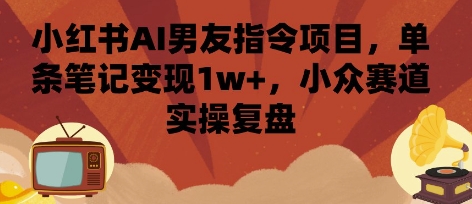 小红书AI男友指令项目，单条笔记变现1w+，小众赛道实操复盘-冷静项目网