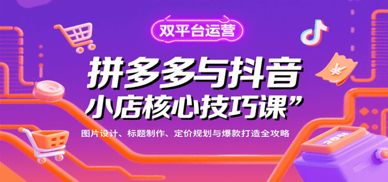 拼多多与抖音小店核心技巧课，图片设计、标题制作、定价规划与爆款打造全攻略-冷静项目网