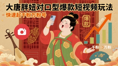 大唐胖妞对口型爆款短视频玩法，快速起千粉万粉号-冷静项目网