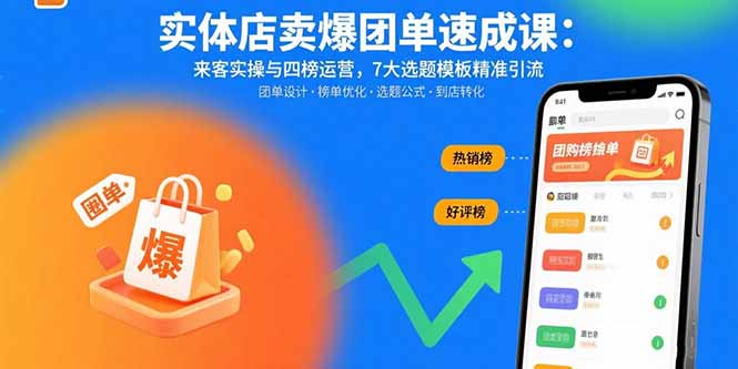 （15834期）实体店卖爆团单速成课：来客实操与四榜运营，7大选题模板精准引流-冷静项目网