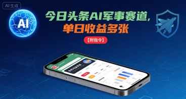 今日头条AI军事赛道，单日收益多张 ，手机可做【附指令】-冷静项目网