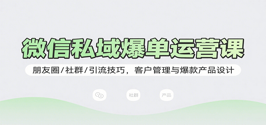 微信私域爆单运营课：朋友圈/社群/引流技巧，客户管理与爆款产品设计-冷静项目网