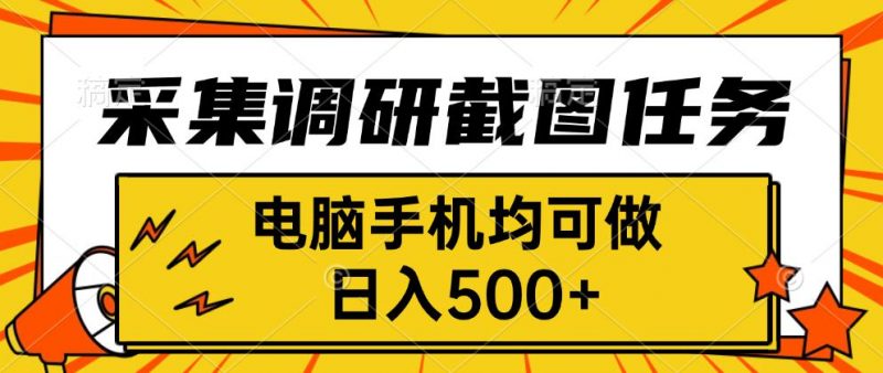 （15868期）采集，调研，截图任务，电脑手机均可做，日入500+-冷静项目网