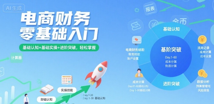 电商财务零基础入门，基础认知+基础实操+进阶突破，轻松掌握-冷静项目网