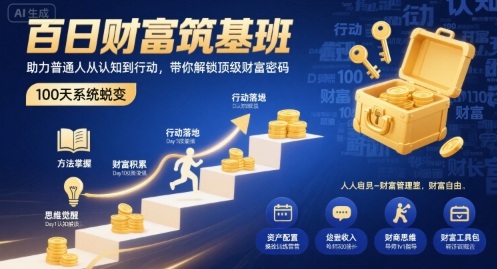 百日财富筑基班，助力普通人从认知到行动，带你解锁顶级财富密码-冷静项目网
