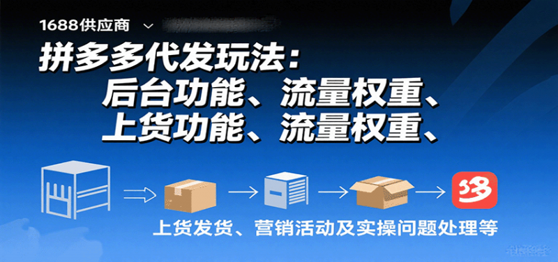 拼多多代发玩法:后台功能、流量权重、上货发货、营销活动及实操问题处理等-冷静项目网