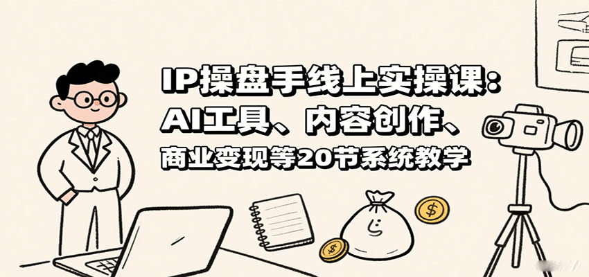 IP操盘手线上实操课：AI工具、内容创作、商业变现等20节系统教学-冷静项目网