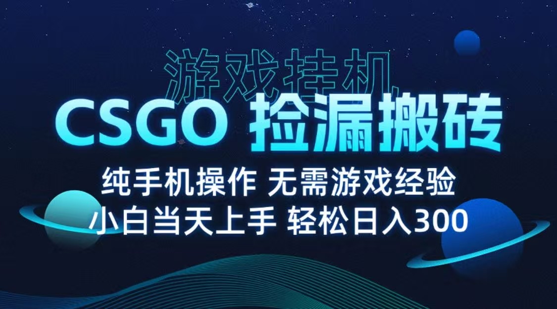 9月最新游戏搬砖，CSGO纯挂机，不需要玩游戏，实现真挂机，月入1W+-冷静项目网
