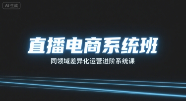 直播电商系统班，同领域差异化运营进阶系统课-冷静项目网