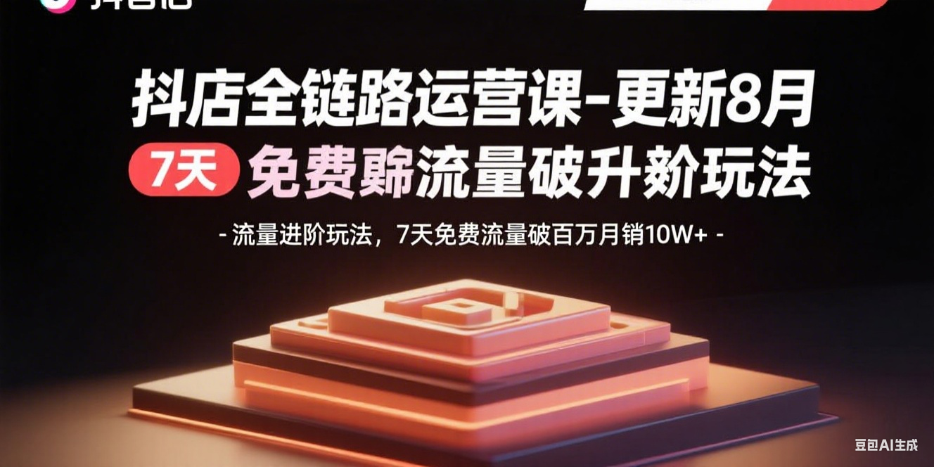 （15918期）抖店全链路运营课-更新8月：流量进阶玩法，7天免费流量破百万月销10W+-冷静项目网