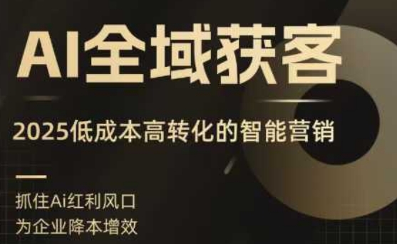 AI全域获客实训营，2025低成本高转化的智能营销，精准找客，高效营销-冷静项目网