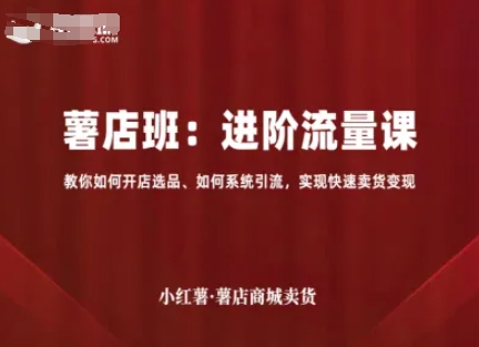 小红薯薯店商城卖货，进阶流量课，教你如何开店选品、如何系统引流，实现快速卖货变现-冷静项目网