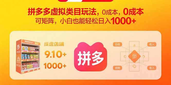 （15943期）拼多多虚拟类目玩法，0成本，可矩阵，小白也能轻松日入1000+-冷静项目网