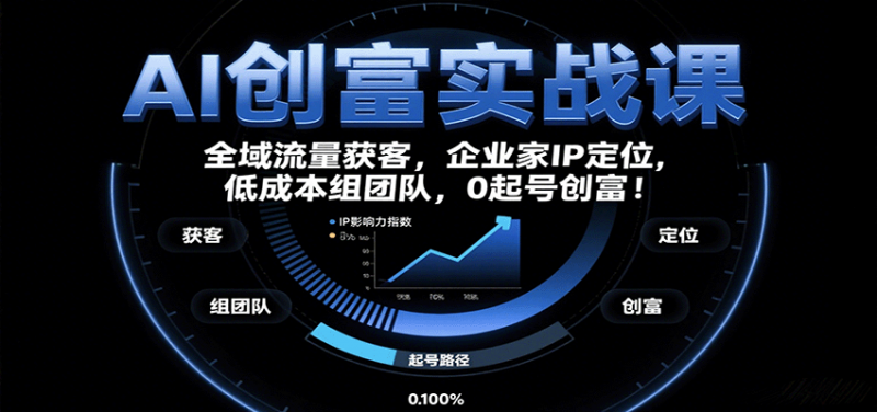 AI创富实战课：企业家IP定位，全域流量获客，低成本组团队，0起号创富！-冷静项目网