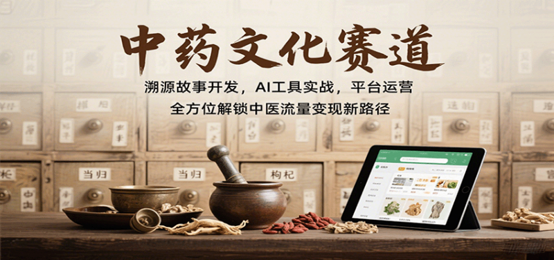 中药文化赛道：溯源故事开发，AI工具实战，平台运营，全方位解锁中医流量变现新路径-冷静项目网