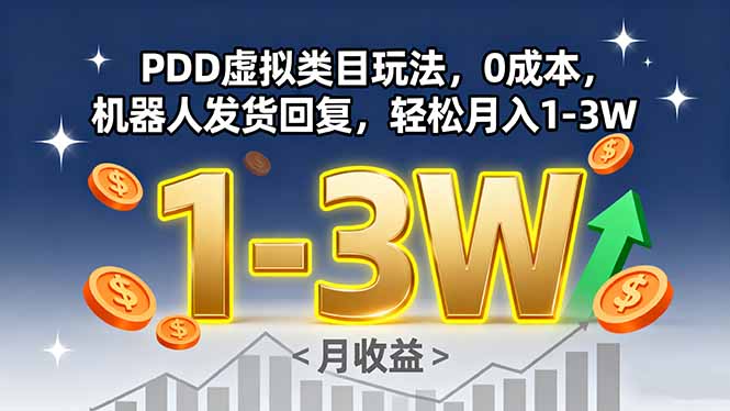 （15968期）PDD虚拟类目玩法，0成本，机器人发货回复，轻松月入1-3W-冷静项目网