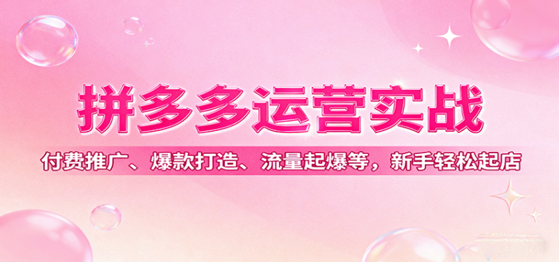拼多多运营实战,付费推广、爆款打造、流量起爆等,新手轻松起店-冷静项目网
