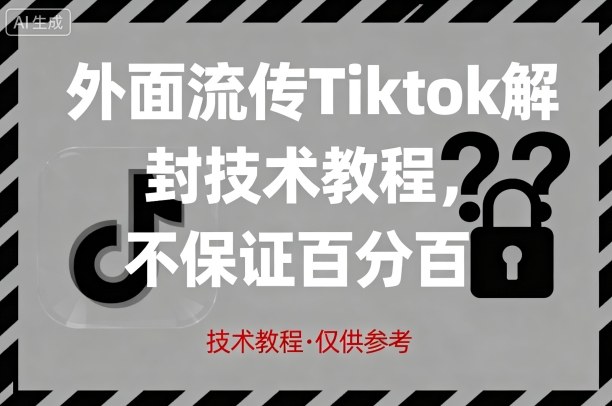 外面流传Tiktok解封技术教程，不保证百分百，具体自测-冷静项目网