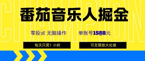 番茄音乐人掘金，单账号最高可撸1k+，可无限矩阵去做，零投入-冷静项目网