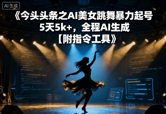 今日头条之AI美女跳舞暴力起号，5天1k+，全程AI生成【附指令工具】-冷静项目网