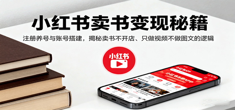 小红书卖书变现秘籍，注册养号与账号搭建，揭秘卖书不开店、只做视频不做图文的逻辑-冷静项目网
