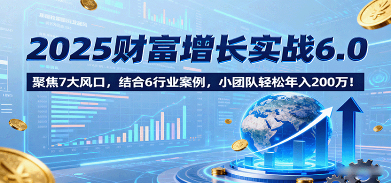 2025财富增长实战6.0，聚焦7大风口，结合6行业案例，小团队轻松年入200万！-冷静项目网