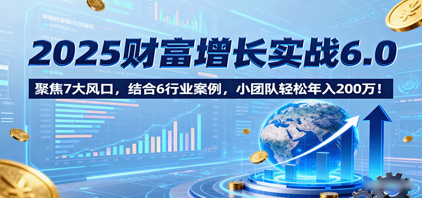 2025财富增长实战6.0,聚焦7大风口,结合6行业案例,小团队轻松年入200万!-冷静项目网