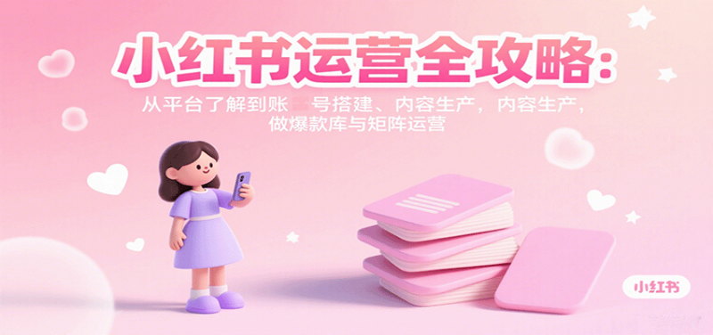 小红书运营全攻略:从平台了解到账号搭建、内容生产,做爆款库与矩阵运营-冷静项目网
