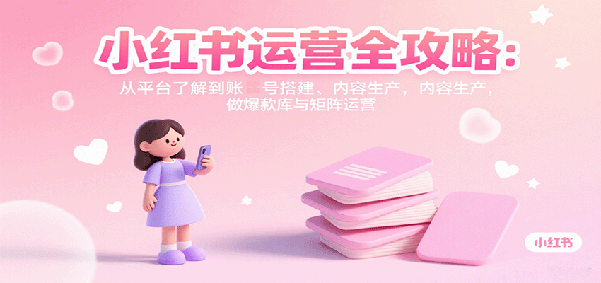 小红书运营全攻略：从平台了解到账号搭建、内容生产，做爆款库与矩阵运营-冷静项目网
