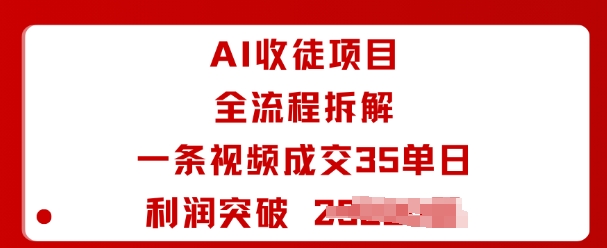 AI收徒项目全流程拆解一条视频成交35单日利润突破1k+-冷静项目网