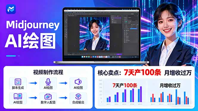 （16049期）AI绘图照片开口说话视频制作：Midjourney+数字人，7天产100条月增收过万-冷静项目网