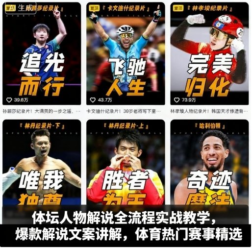 体坛人物解说全流程实战教学,爆款解说文案讲解,体育热门赛事精选-冷静项目网