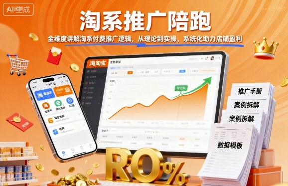 淘系推广陪跑，全维度讲解淘系付费推广逻辑，从理论到实操，系统化助力店铺盈利-冷静项目网