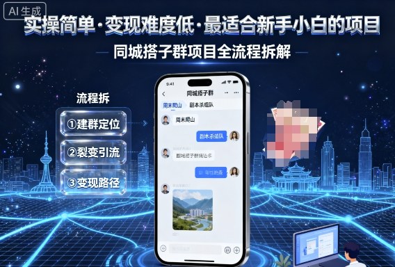 实操简单，变现难度低，最适合新手小白做的项目，每天轻松收入3张，同城搭子群项目全流程拆解-冷静项目网