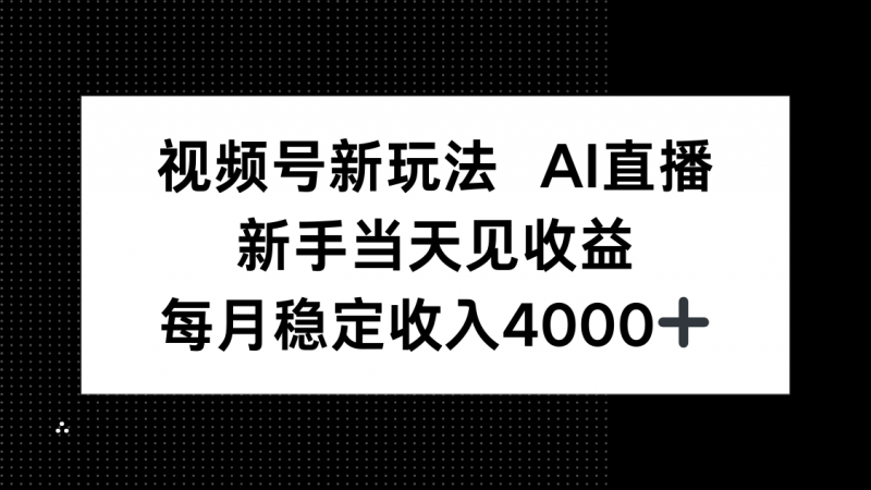 （16080期）视频号新玩法AI直播，新手小白当天见收益，月入4000+-冷静项目网