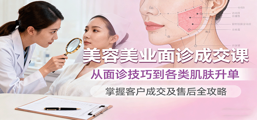 美容美业面诊成交课，从面诊技巧到各类肌肤升单，掌握客户成交及售后全攻略-冷静项目网