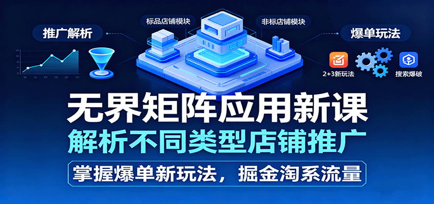无界矩阵应用新课,解析不同类型店铺推广,掌握爆单新玩法,掘金淘系流量-冷静项目网