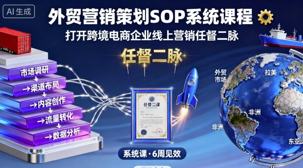 外贸营销策划SOP系统课程，打开跨境电商企业线上营销任督二脉-冷静项目网
