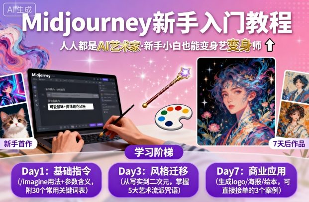 midjourney新手入门教程：人人都是AI艺术家，新手小白也能变身艺术大师-冷静项目网