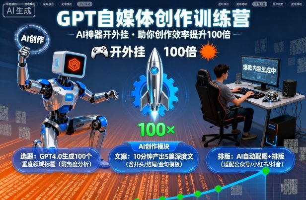 GPT自媒体创作训练营:AI神器开外挂,助你创作效率提升100倍-冷静项目网