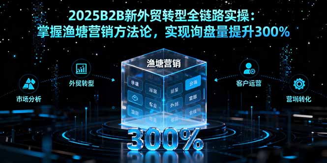 (16129期)2025B2B新外贸转型全链路实操:掌握渔塘营销方法论,实现询盘量提升300%-冷静项目网