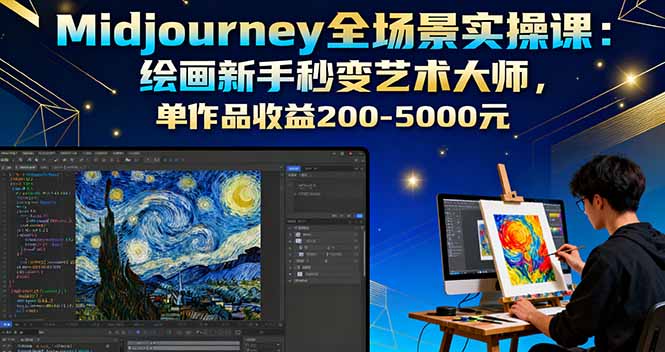 （16125期）Midjourney全场景实操课：绘画新手秒变艺术大师，单作品收益200-5000元-冷静项目网