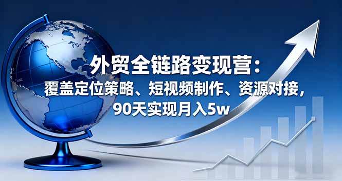 (16173期)外贸全链路变现营:覆盖定位策略、短视频制作、资源对接,90天实现月入5w-冷静项目网