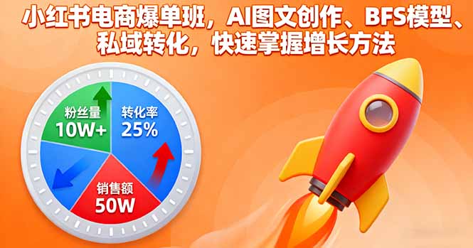 (16187期)小红书电商爆单班,AI图文创作、BFS模型、私域转化,快速掌握增长方法-冷静项目网
