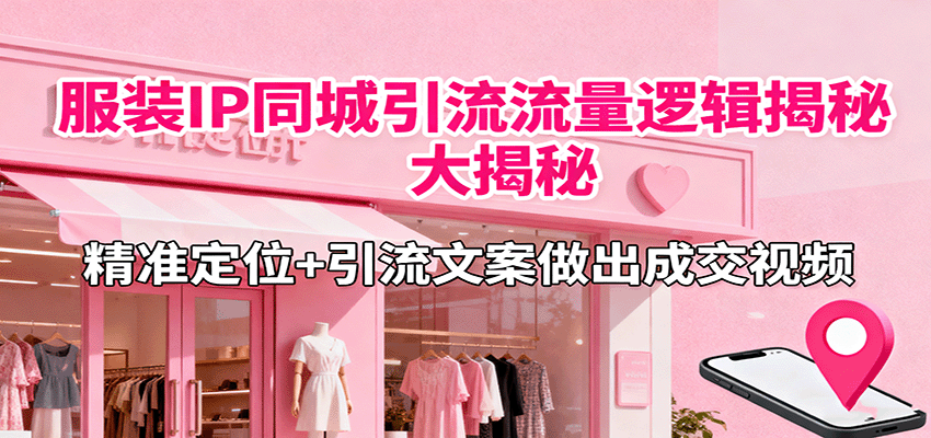 服装IP同城引流流量逻辑大揭秘，精准定位+引流文案做出成交视频-冷静项目网